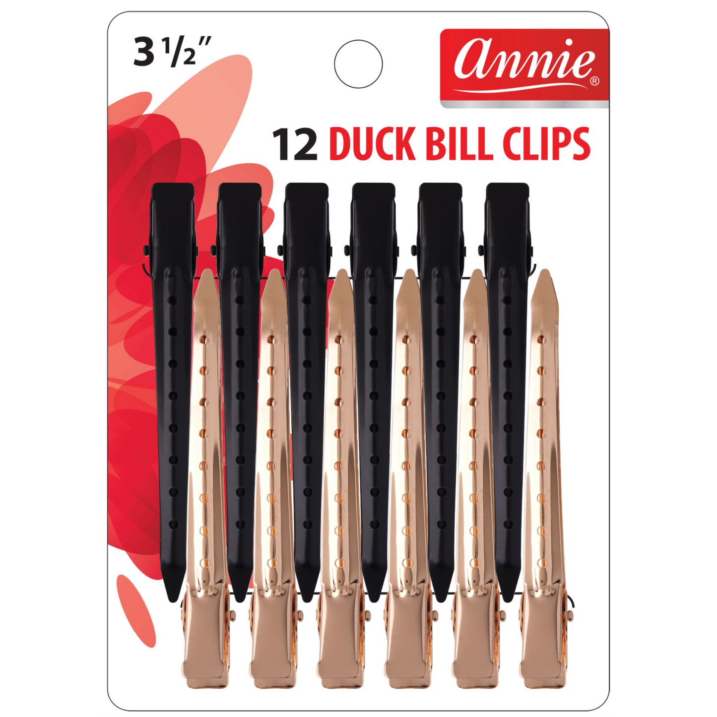 Annie Duck Bill Clips 3.5in, 12 Count Hair Clips, Black & Gold