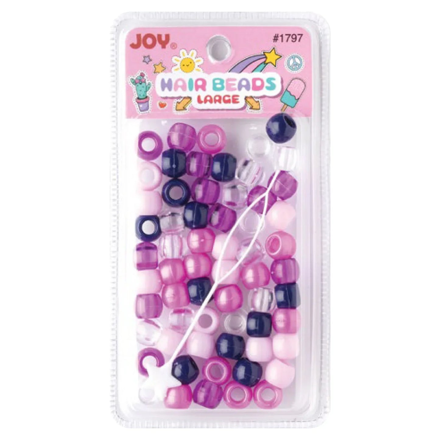 Joy Large Hair Beads 50Ct Asst Purple Beads Joy