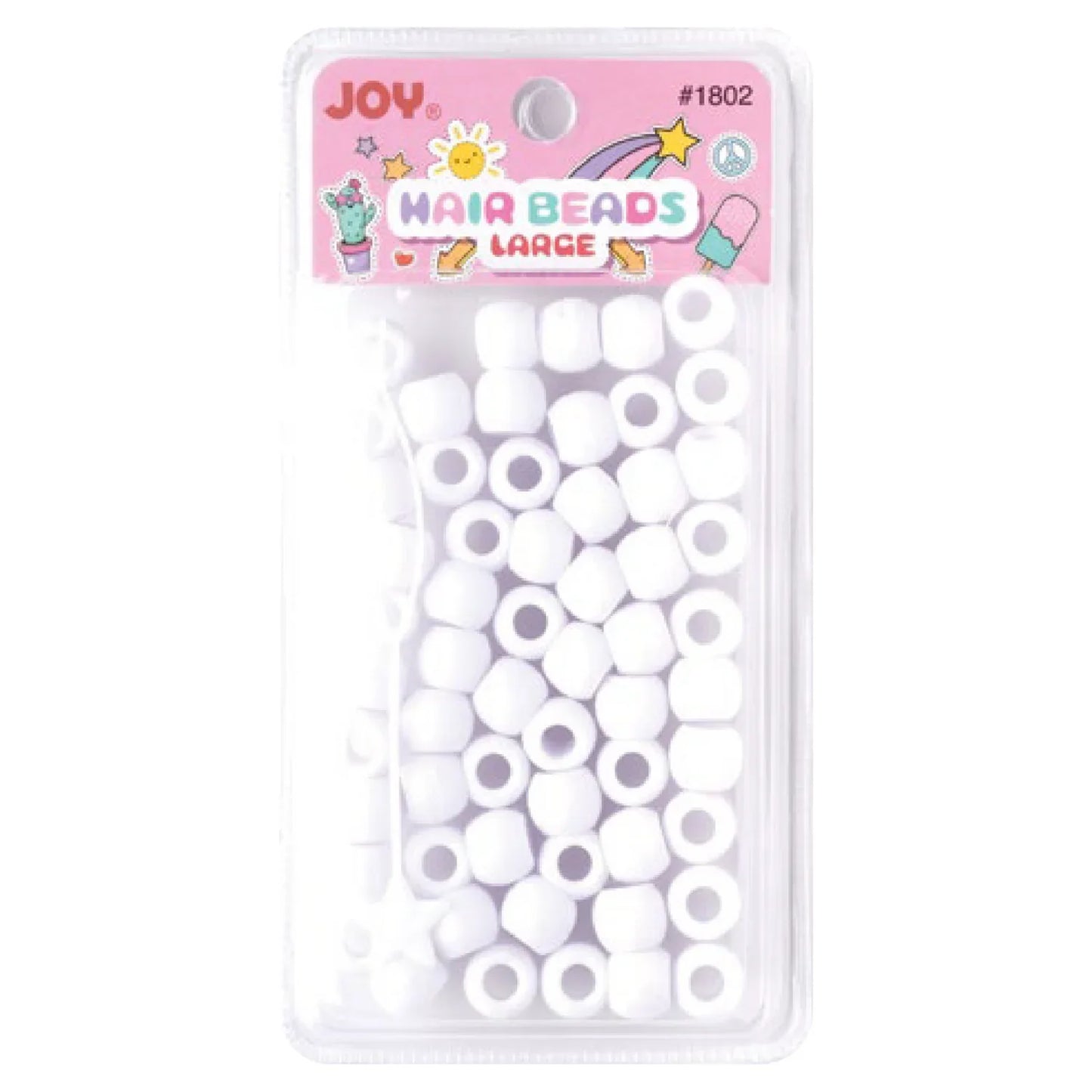 Joy Large Hair Beads 60Ct White Beads Joy