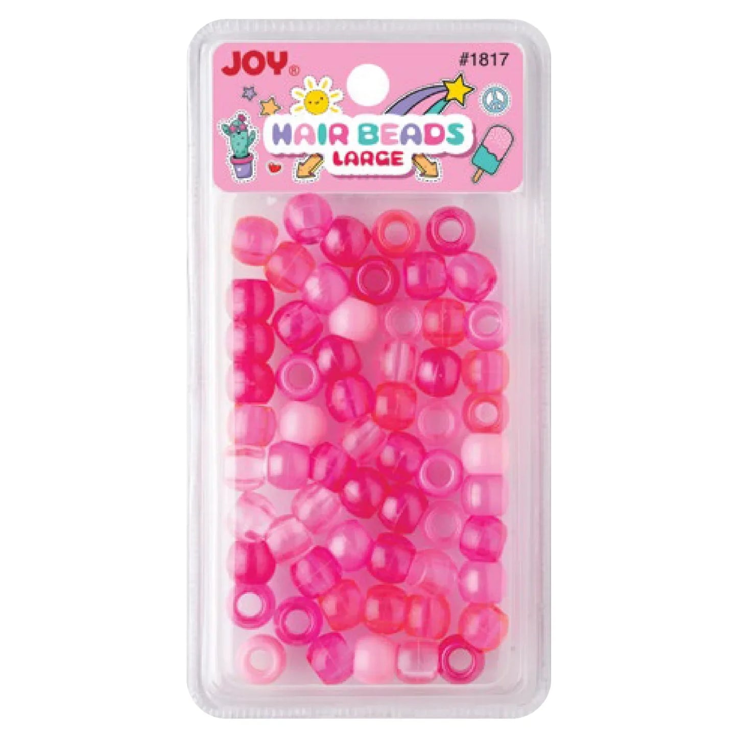 Joy Large Hair Beads 60Ct Pink Clear Asst Beads Joy
