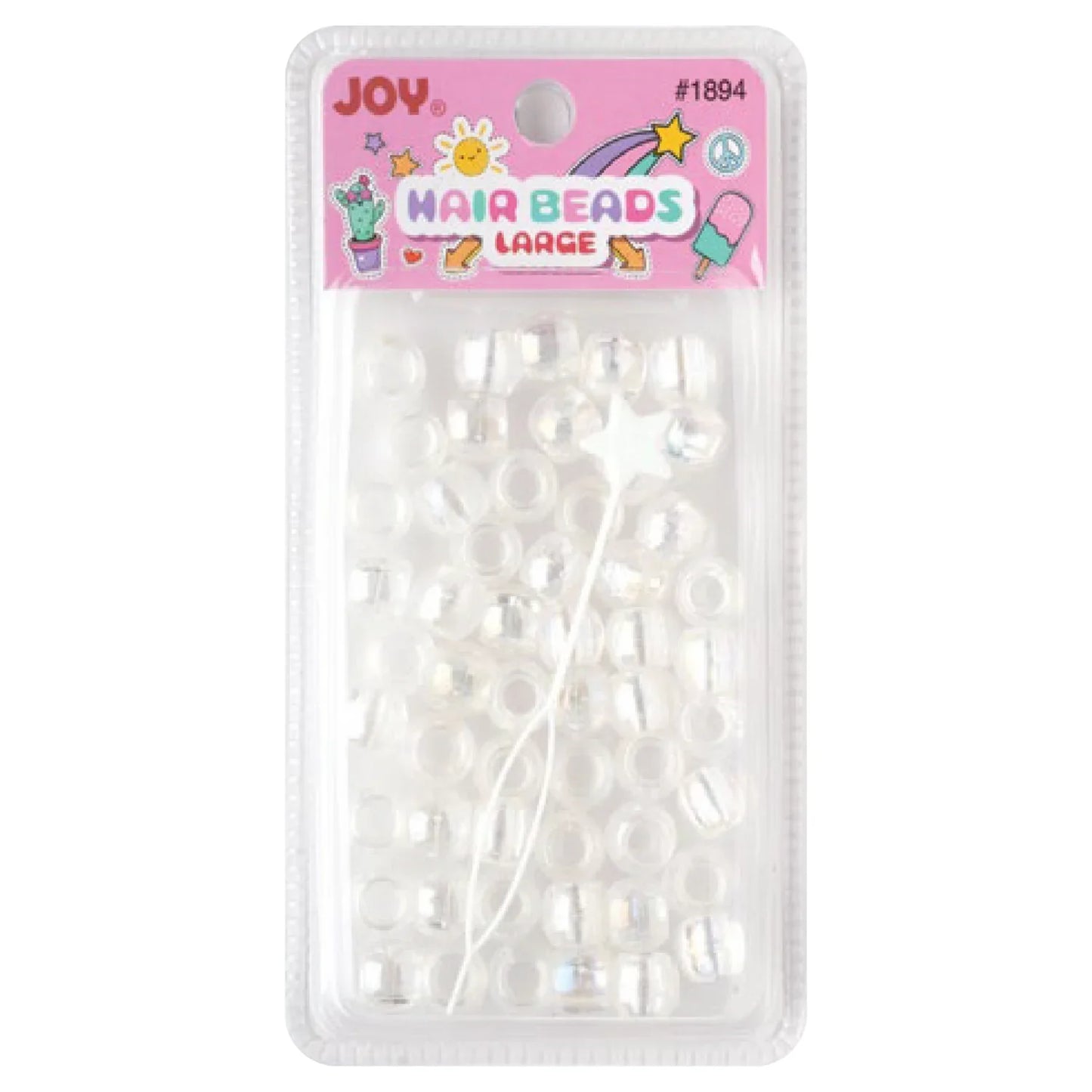 Joy Large Hair Beads 50Ct Clear Beads Joy