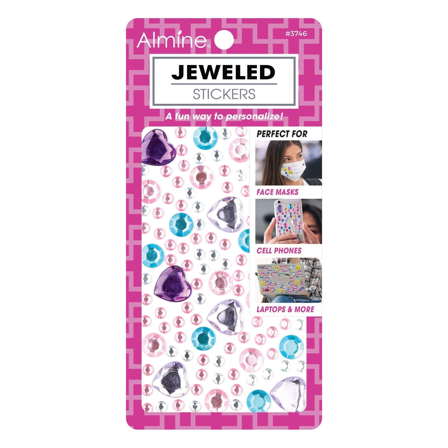 Almine Jeweled Stickers, Assorted Face Masks Almine Pink