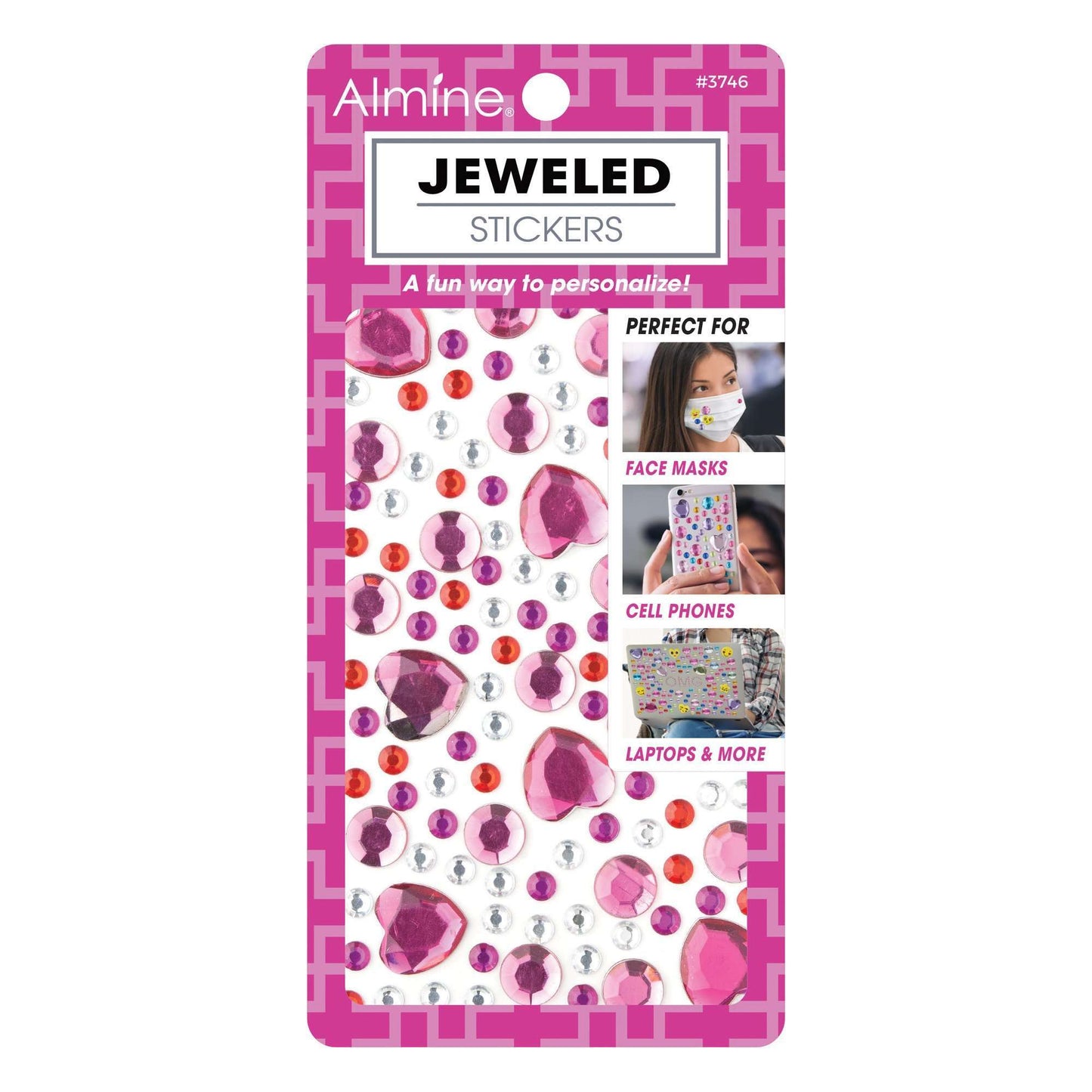 Almine Jeweled Stickers, Assorted Face Masks Almine Red