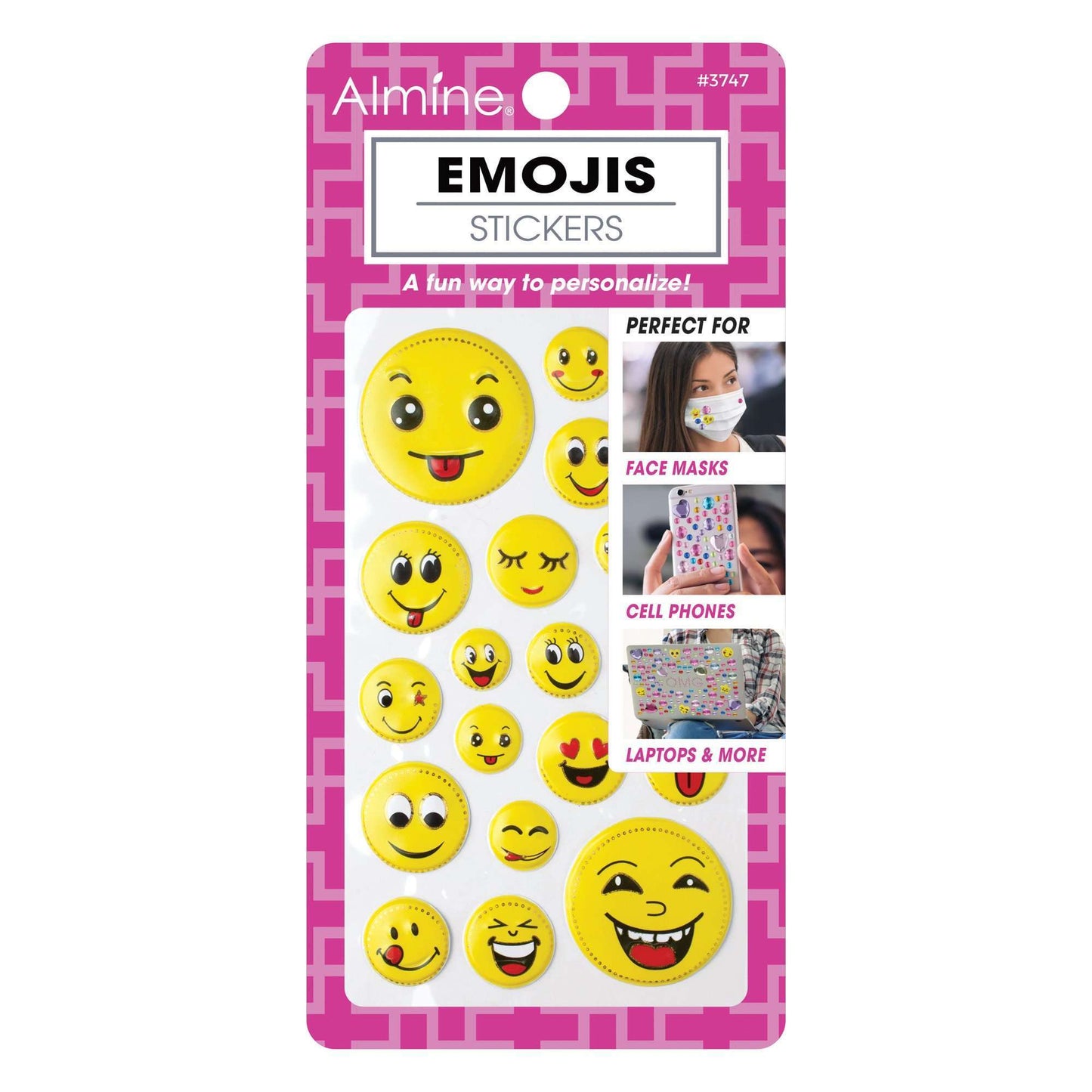 Almine Mask Sticker w Emojis, Assorted Face Masks Almine Assorted Yellow