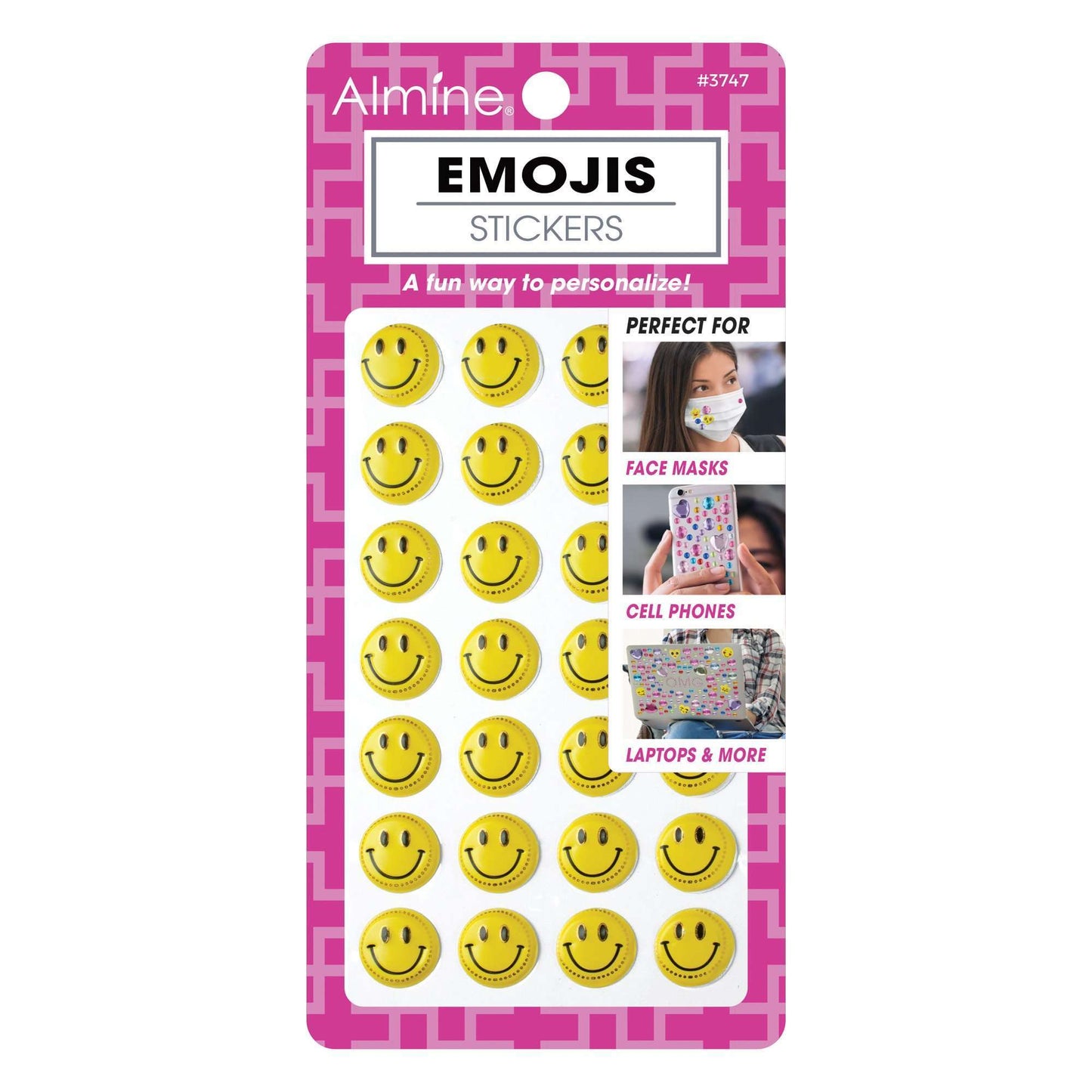 Almine Mask Sticker w Emojis, Assorted Face Masks Almine Uniformed Yellow