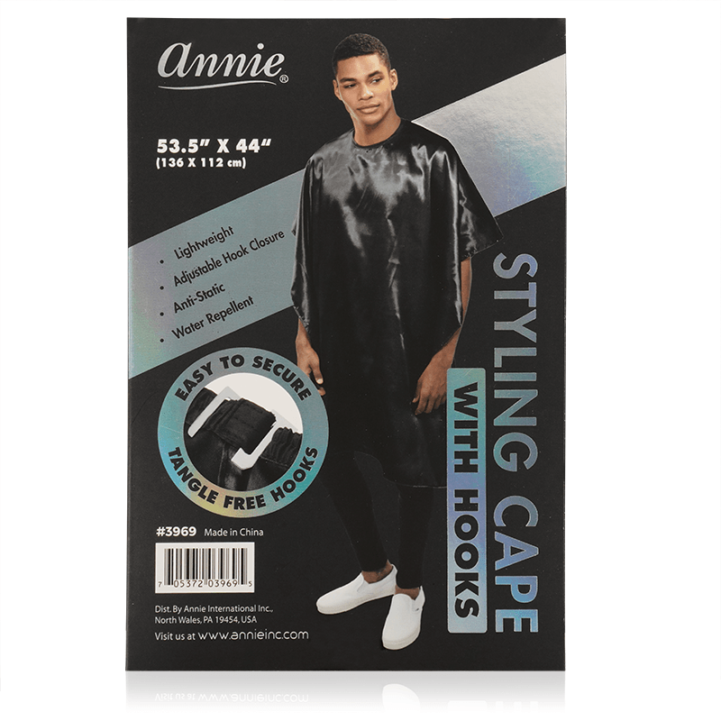 Annie Cutting Cape with Stretchable Hook Black Cutting Capes Annie