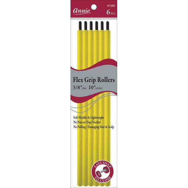 Annie Flex Grip Rollers 3/8 Inches Extra Long Yellow Flex Grip Rollers Annie