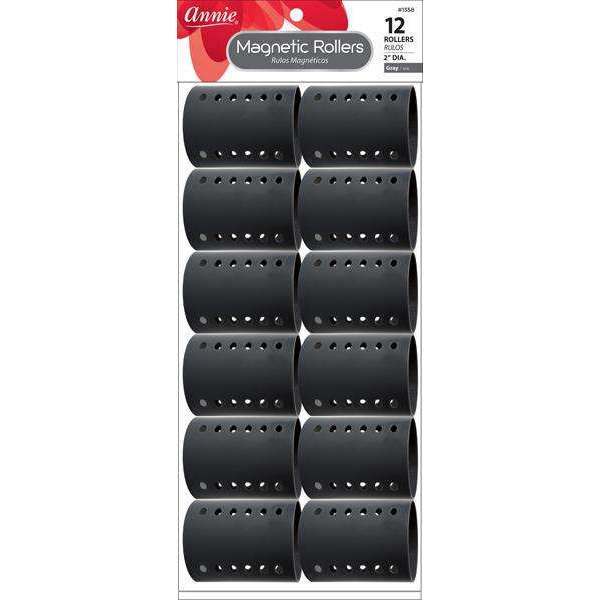Annie Magnetic Rollers 2In 12Ct Gray Magnetic Rollers Annie