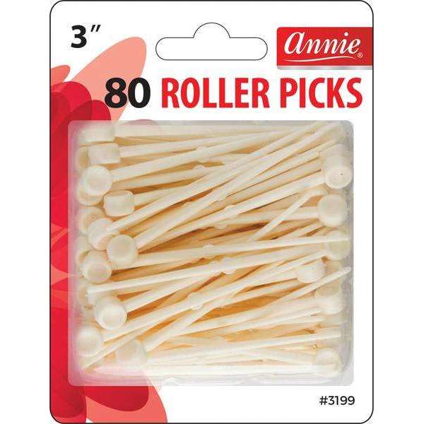 Annie Plastic Roller Picks 3In 80Ct Hair Pins Annie