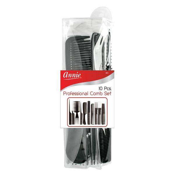 Annie Professional Comb Set 10Ct Black Combs Annie