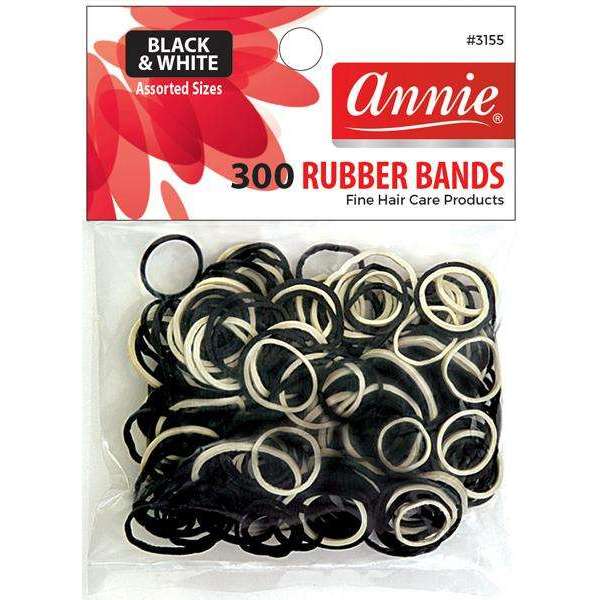 Annie Rubber Bands Asst Size 300Ct Black and White Rubber Bands Annie