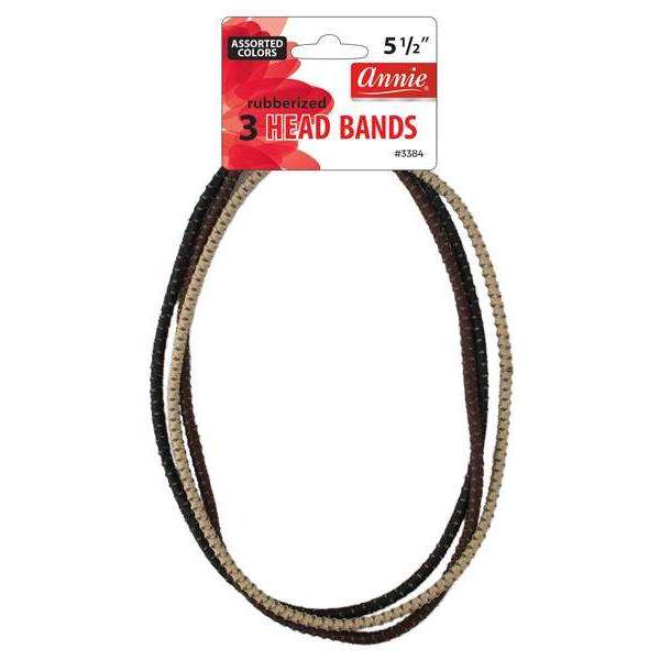 Annie Rubberized Head Band 3ct Asst Color Headbands Annie