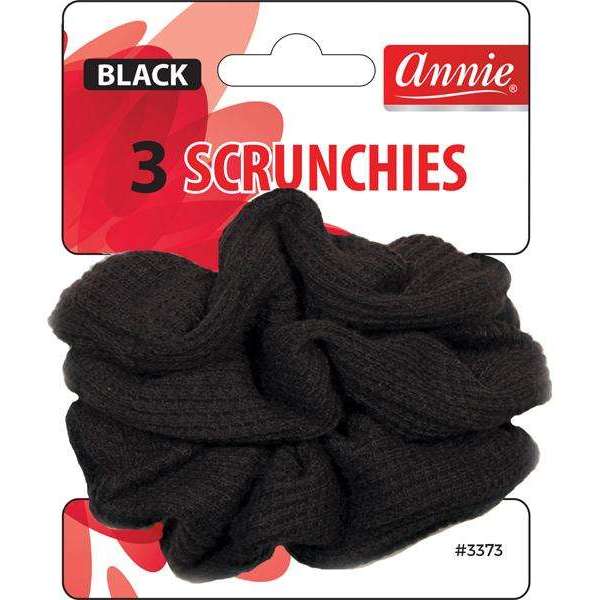 Annie Scrunchies 3Ct Black Ponytailers Annie