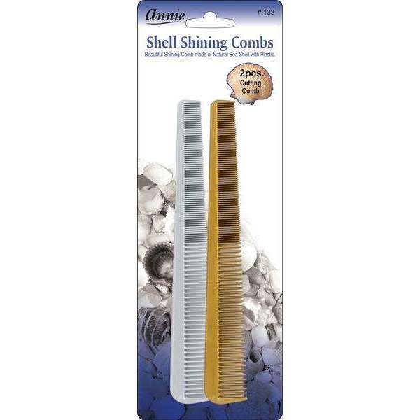 Annie Shell Shining Combs Cutting 2Ct Asst Color Combs Annie Metallic Gold and Silver