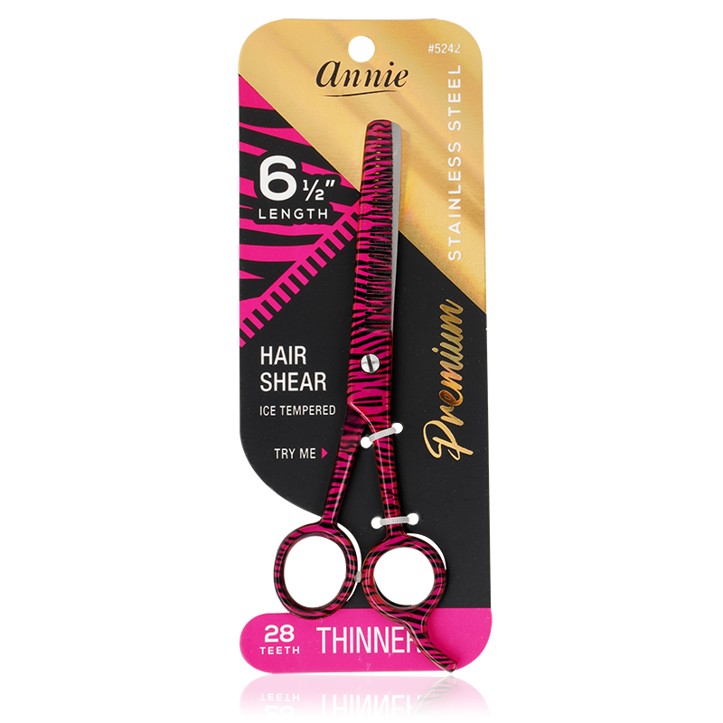 Annie Stainless Steel Thinning Hair Shears 6.5 Inch Pink Zebra Pattern Hair Shears Annie