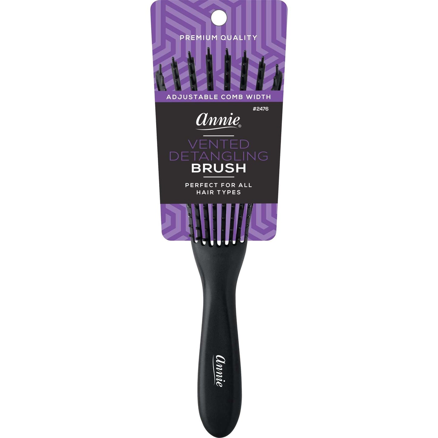 Annie Vented Detangler Brush 8 Row Asst. Color Brushes Annie Black