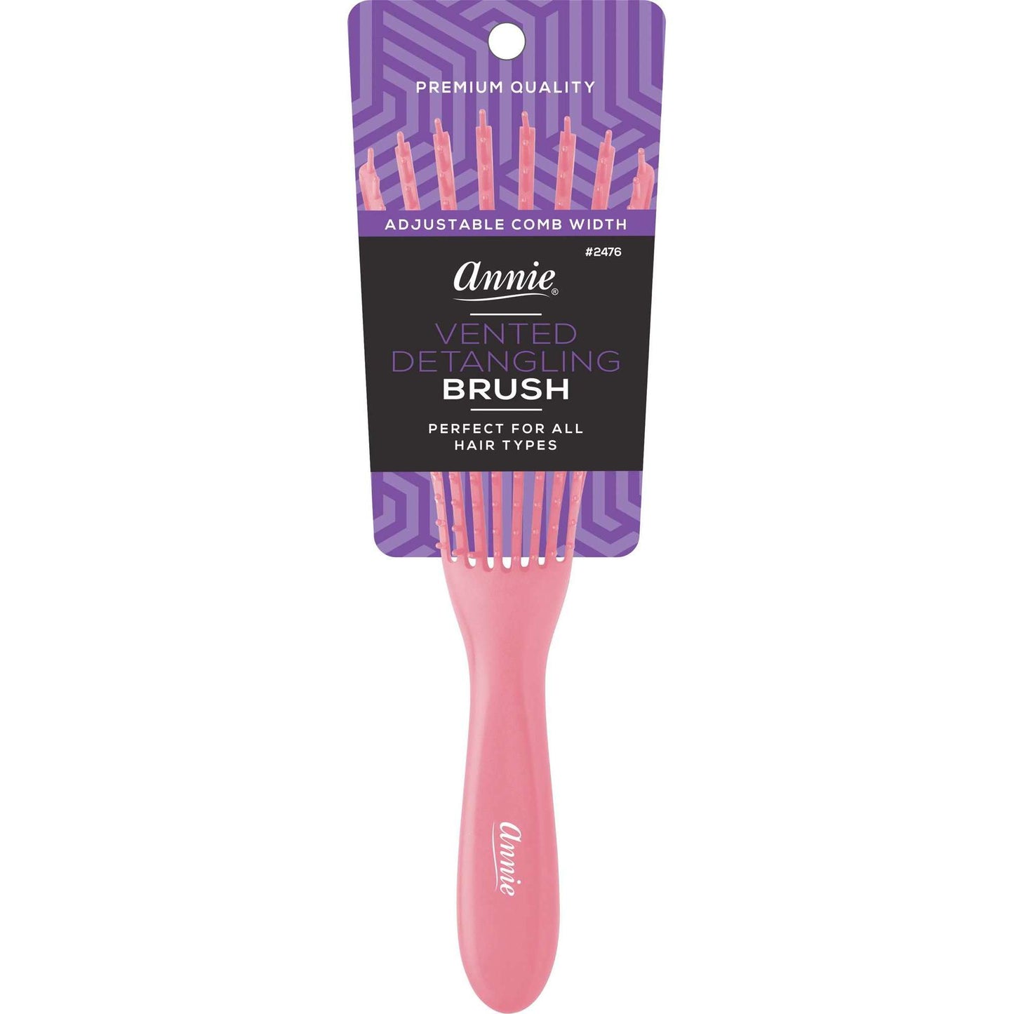 Annie Vented Detangler Brush 8 Row Asst. Color Brushes Annie Soft Pink