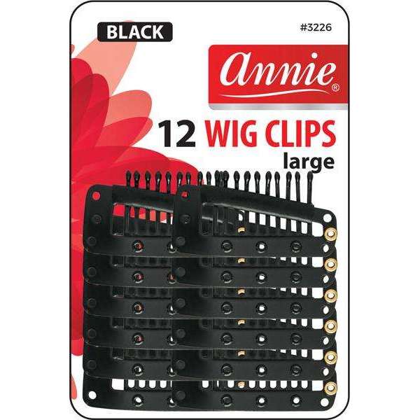 Annie Wig Clips Large 12Ct Black Wig Clips Annie