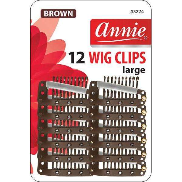 Annie Wig Clips Large 12Ct Brown Wig Clips Annie