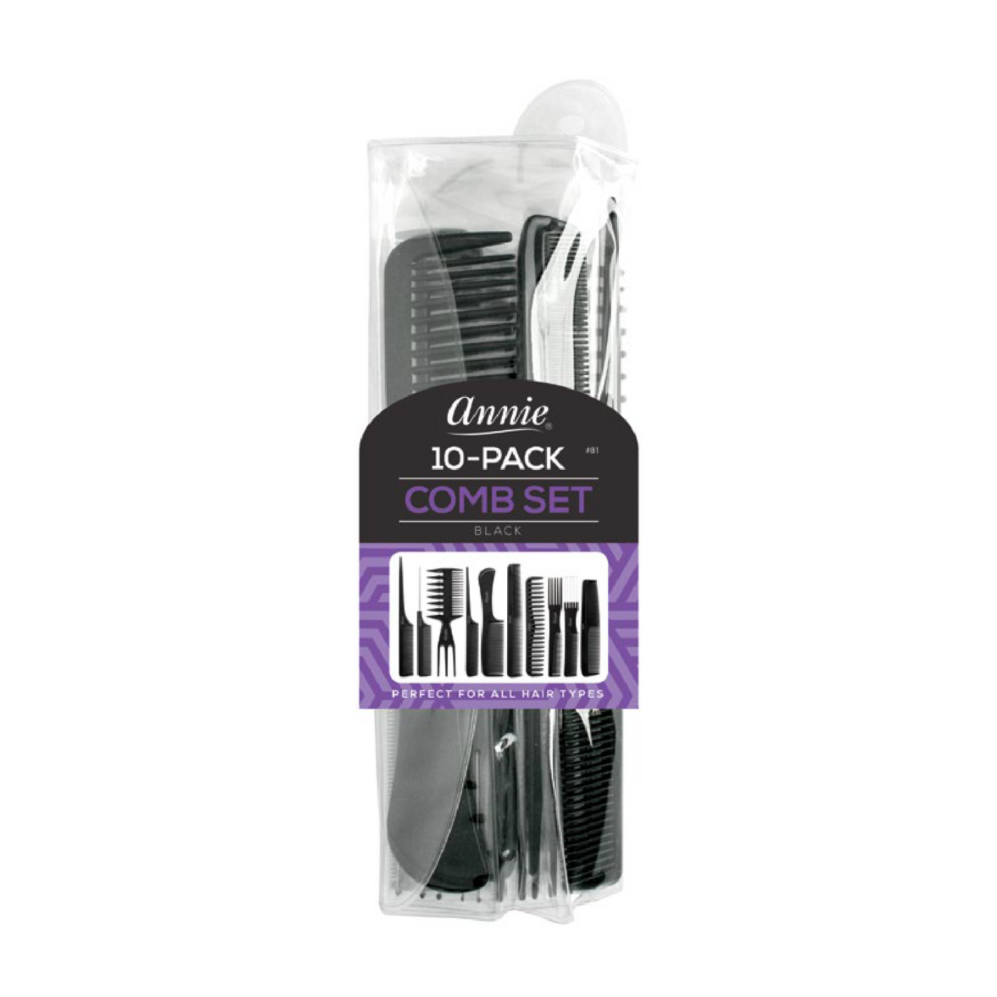Annie Professional Comb Set 10Ct Black Combs Annie