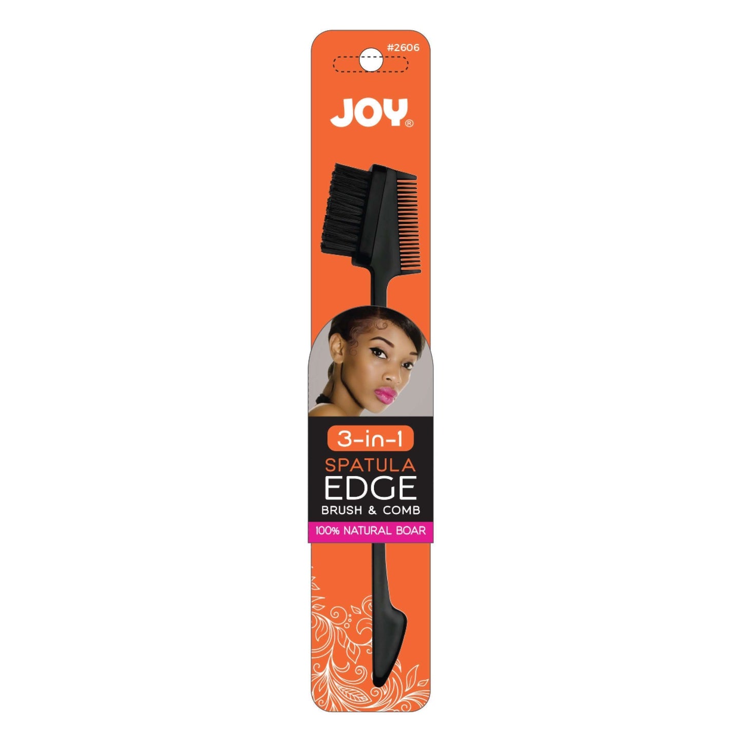 Joy 3 in 1 Spatula Edge Brush Boar Bristle Asst. Joy Black