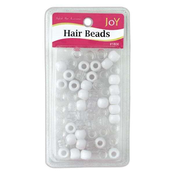 Joy Large Hair Beads 60Ct White and Clear Beads Joy