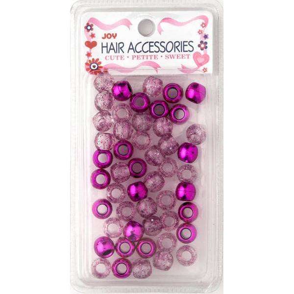 Joy Large Hair Beads 50Ct Magenta Metallic & Glitter Beads Joy