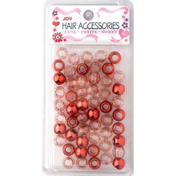 Joy Large Hair Beads 50Ct Red Metallic & Glitter Beads Joy
