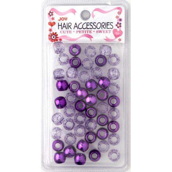 Joy Large Hair Beads 50Ct Purple Metallic & Glitter Beads Joy