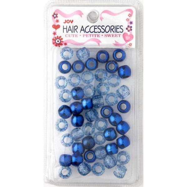 Joy Large Hair Beads 50Ct Blue Metallic & Glitter Beads Joy