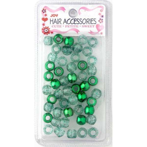 Joy Large Hair Beads 50Ct Green Metallic & Glitter Beads Joy