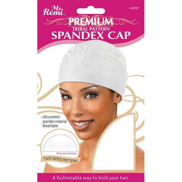 Ms. Remi 2 Side Tribal Pattern Rhinestone Spandex Cap Asst Color Scarves Ms. Remi White