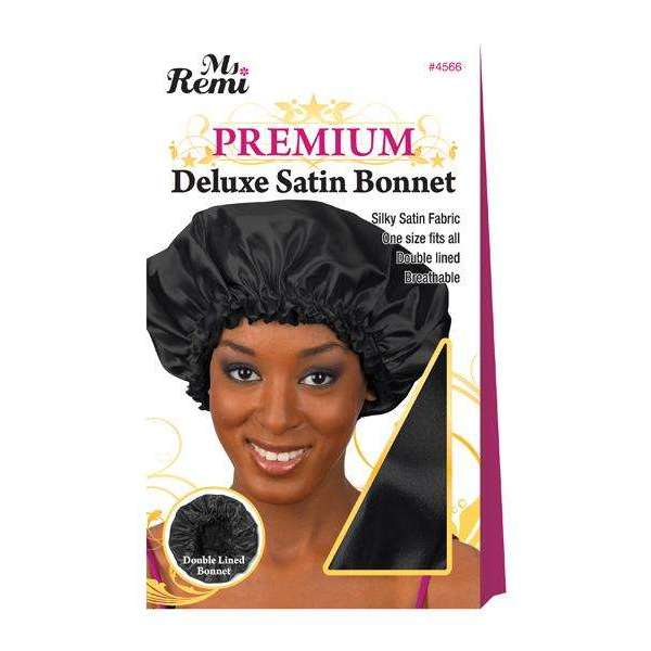 Ms. Remi Deluxe Satin Bonnet Black Bonnets Ms. Remi
