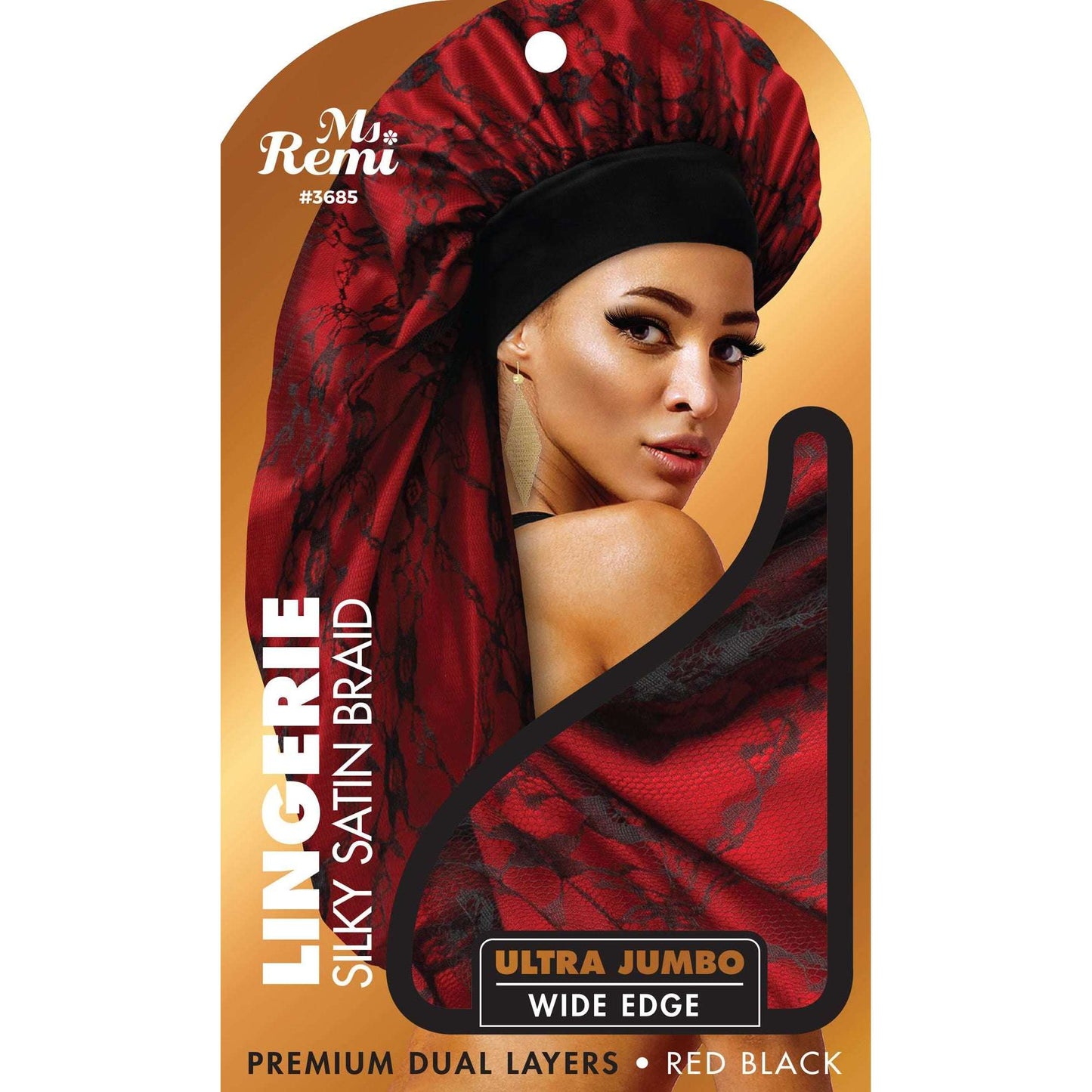 Ms. Remi Lingerie Wide Edge Silky Braid Bonnet Ultra Jumbo Asst Color Bonnets Ms. Remi Red Black