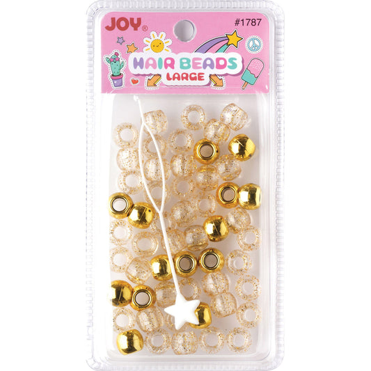 Joy Large Hair Beads 50Ct Gold Metallic & Glitter