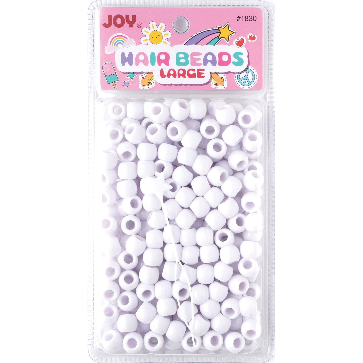 Joy Large Hair Beads 240Ct White