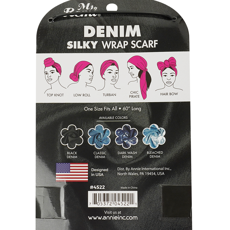 Ms. Remi Denim Silky Wrap Scarf 60" Long Scarves Ms. Remi   