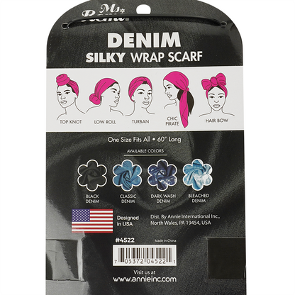 Ms. Remi Denim Silky Wrap Scarf 60" Long Scarves Ms. Remi   