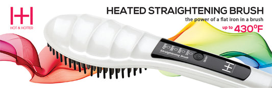 Hot & Hotter Heated Straightening Brush, 1 Count Hot Styling Brush, White