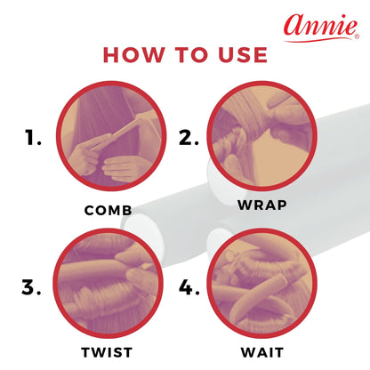 Annie Soft Twist Rollers 1in, 6 Count XL Heatless Hair Curlers, Green