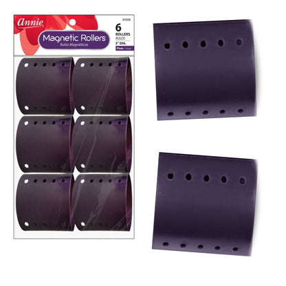 Annie Magnetic Roller 3in, 6 Count Hair Curlers, Plum