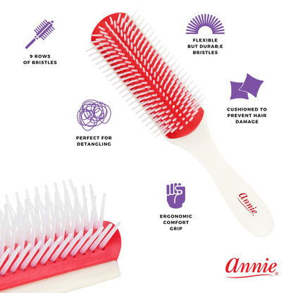 Annie Ergo Rubber Cushion Detangling Brush 9 Row