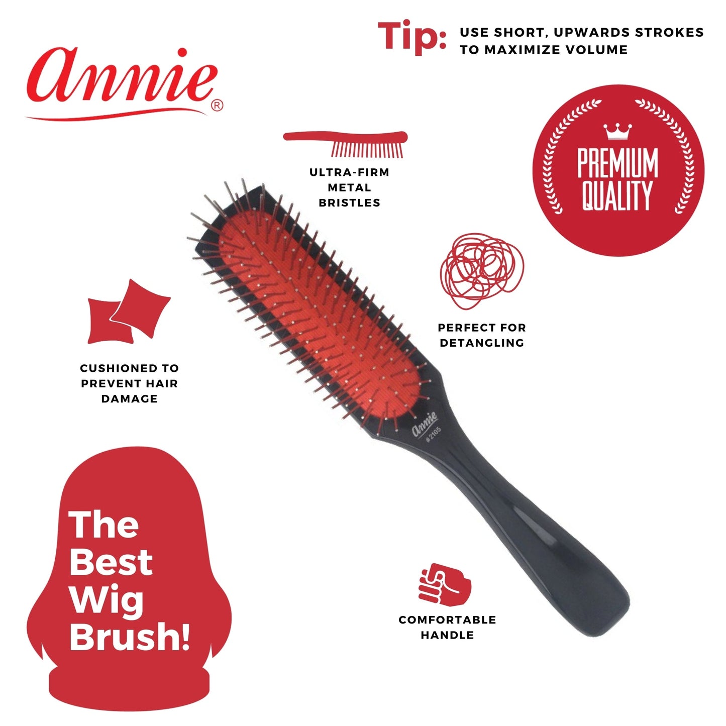 Annie Wire Cushion Wig Brush