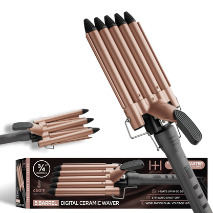 Hot & Hotter Ultimate Styling Bundle: Turbo Hair Dryer, Digital Flat Iron & 5-Barrel Curling Iron