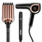 Hot & Hotter Ultimate Styling Bundle: Turbo Hair Dryer, Digital Flat Iron & 5-Barrel Curling Iron