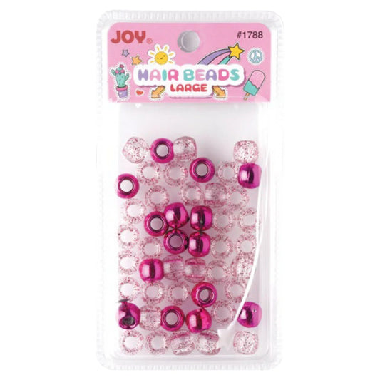 Joy Large Hair Beads 50Ct Magenta Metallic & Glitter Beads Joy   