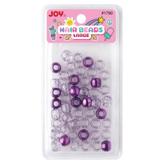 Joy Large Hair Beads 50Ct Purple Metallic & Glitter Beads Joy   