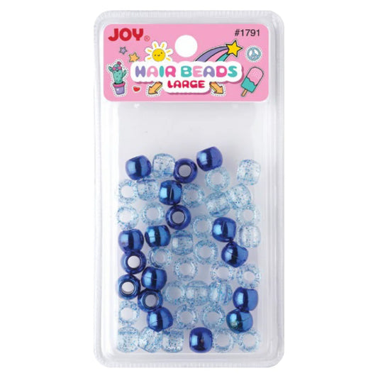 Joy Large Hair Beads 50Ct Blue Metallic & Glitter Beads Joy   