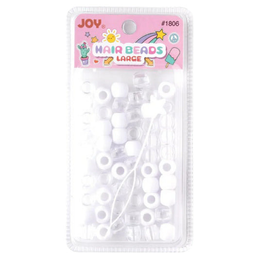 Joy Large Hair Beads 60Ct White and Clear Beads Joy   