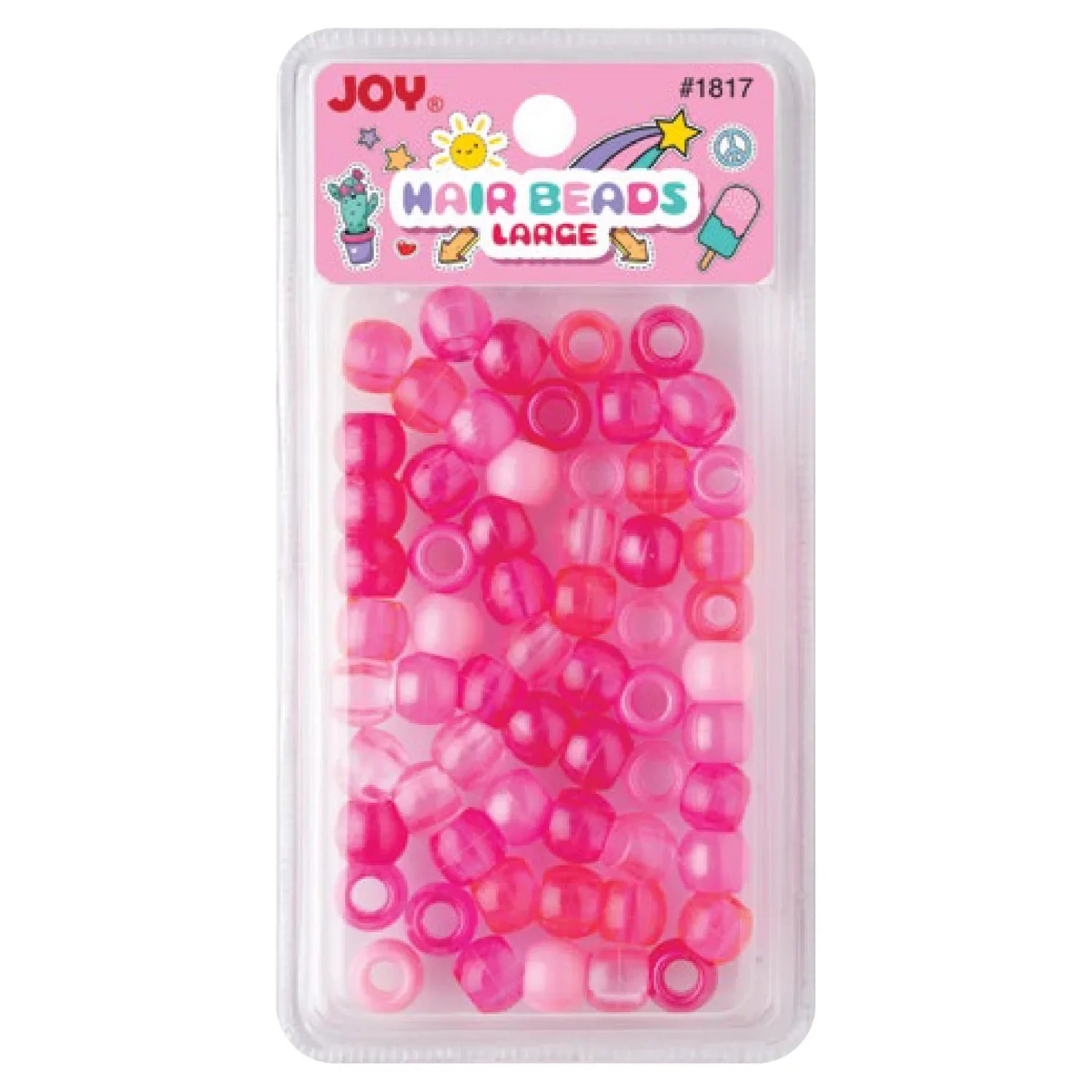 Joy Large Hair Beads 60Ct Pink Clear Asst Beads Joy   